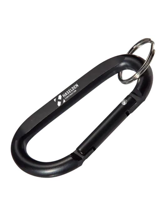 Black Carabiner & Key Ring w/Haselden Construction Logo