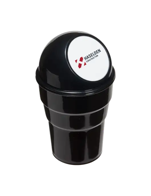 Black Car Cup Holder Trash Can w/Haselden Construction Logo