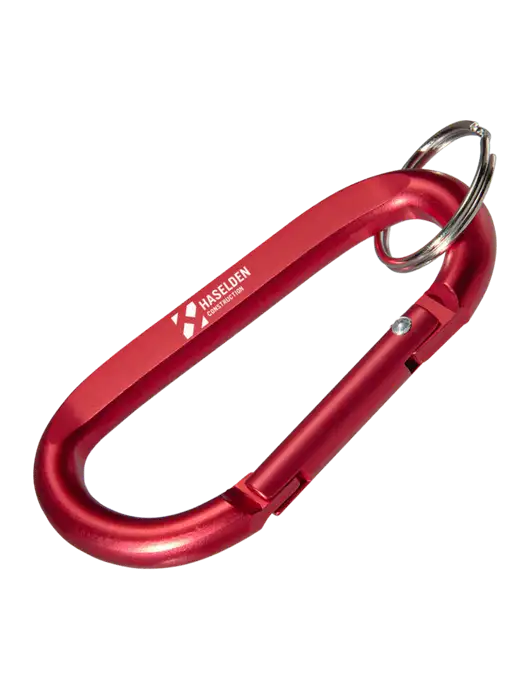 Red Carabiner & Key Ring w/Haselden Construction Logo