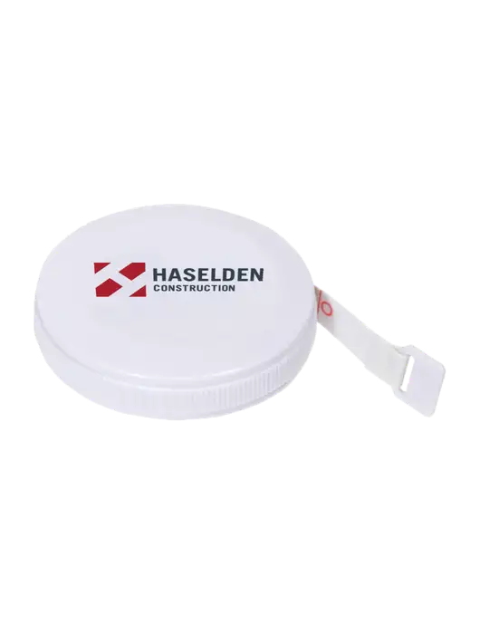 White Round Tape Measure w/Haselden Construction Logo