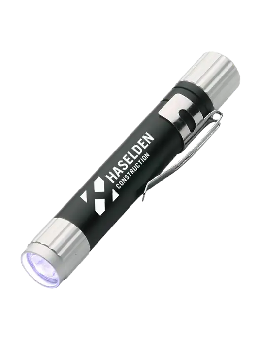 Black Aluminum LED Penlight w/Haselden Construction Logo