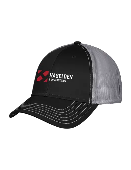 Black & Grey Mesh Trucker Cap Snap Back w/Haselden Construction Logo