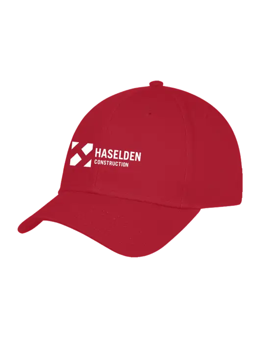Red Structured Cap Hook & Loop w/Haselden Construction Logo