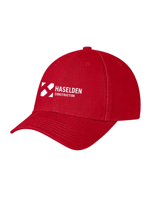 Red Structured Soft Snap Closure Hook & Loop Cap w/Haselden Construction Logo