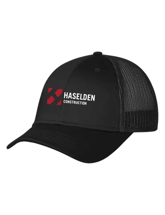 Black Mesh Trucker Cap Snap Back w/Haselden Construction Logo