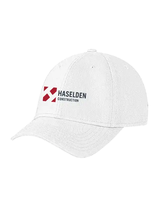 White Structured Soft Snap Closure Hook & Loop Cap w/Haselden Construction Logo