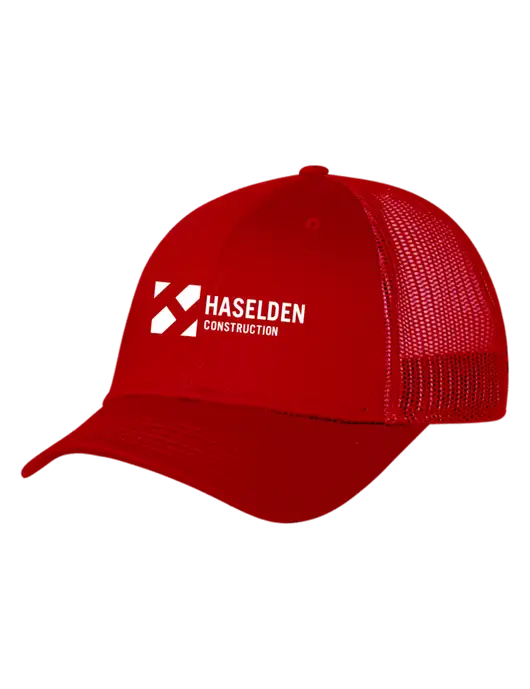 Red Mesh Trucker Cap Snap Back w/Haselden Construction Logo