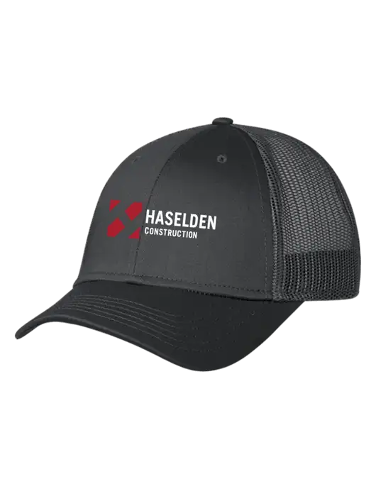 Charcoal Mesh Trucker Cap Snap Back w/Haselden Construction Logo