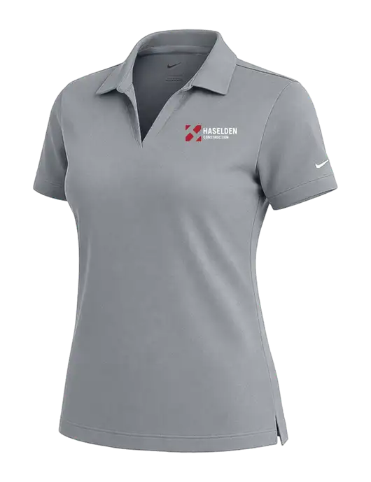 NIKE Medium Grey Womens Dri-Fit Micro Pique Polo w/Haselden Construction Logo