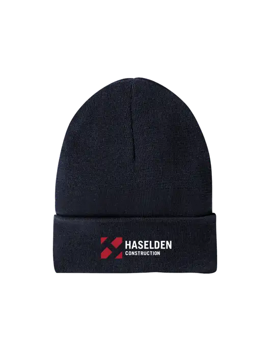 Recycled True Navy Beanie w/Haselden Construction Logo