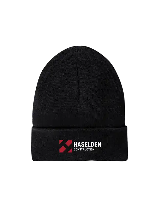 Recycled Black Beanie w/Haselden Construction Logo