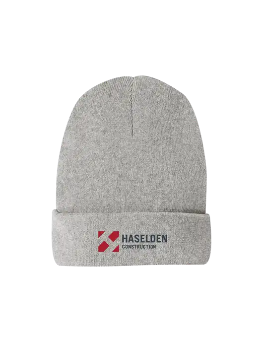 Recycled Light Heather Grey Beanie w/Haselden Construction Logo