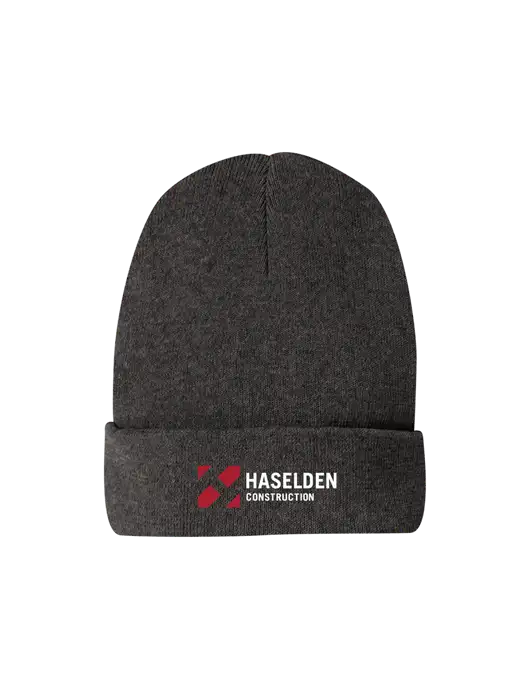 Recycled Charcoal Heather Beanie w/Haselden Construction Logo