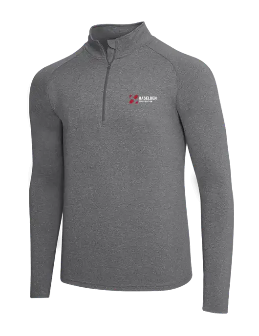 Dark Grey Heather Sport Wick Stretch 1/4 Zip Pullover w/Haselden Construction Logo