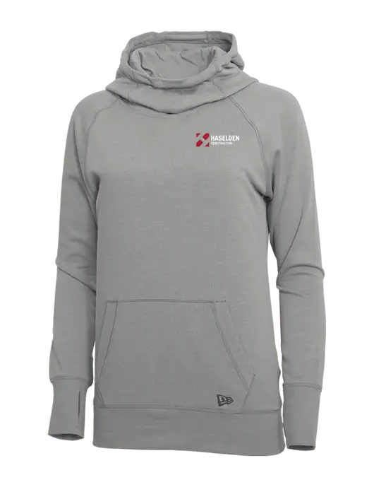 New Era Shadow Grey Heather Womens Tri-Blend Fleece Pullover Hoodie w/Haselden Construction Logo