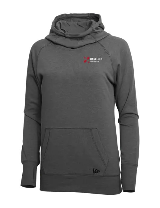 New Era Black Heather Womens Tri-Blend Fleece Pullover Hoodie w/Haselden Construction Logo
