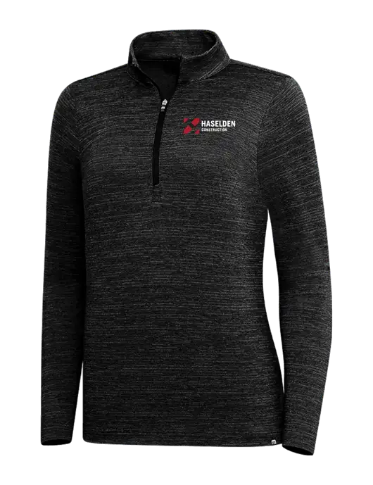TravisMathew Black Womens Crestview 1/4 Zip w/Haselden Construction Logo