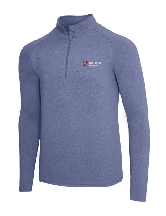 Navy Heather Sport Wick Stretch 1/4 Zip Pullover w/Haselden Construction Logo