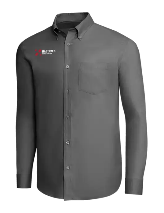 Brooks Brothers Dark Grey Wrinkle-Free Stretch Pinpoint Shirt w/Haselden Construction Logo