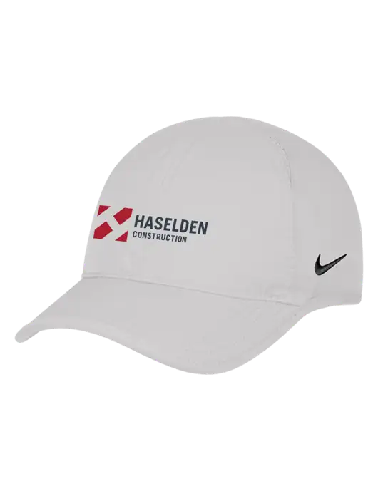 Nike White Featherlight Cap w/Haselden Construction Logo