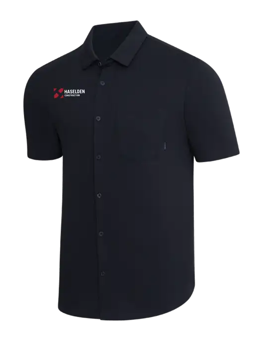 OGIO Black Extend Short Sleeve Button Up Shirt w/Haselden Construction Logo