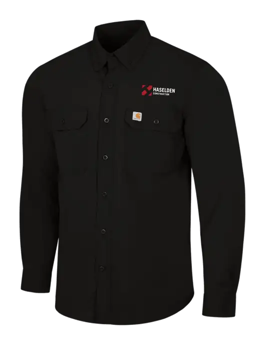 Carhartt Force Black Solid Long Sleeve Shirt w/Haselden Construction Logo