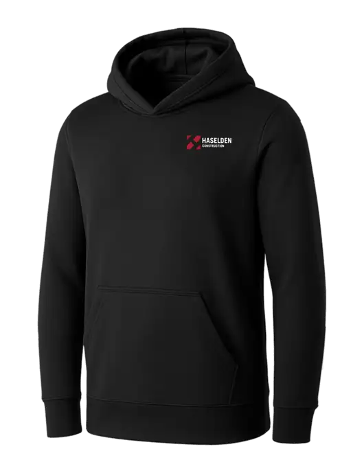 Womens Black Core Fleece Pullover Hooded Sweatshirt w/Haselden Construction Logo
