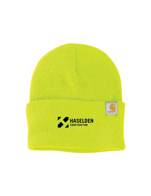Carhartt Neon Lime Watch Cap 2.0 w/Haselden Construction Logo