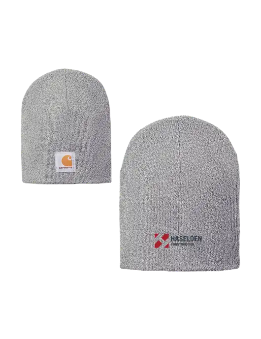 Carhartt Light Grey Heather Acrylic Knit Hat w/Haselden Construction Logo