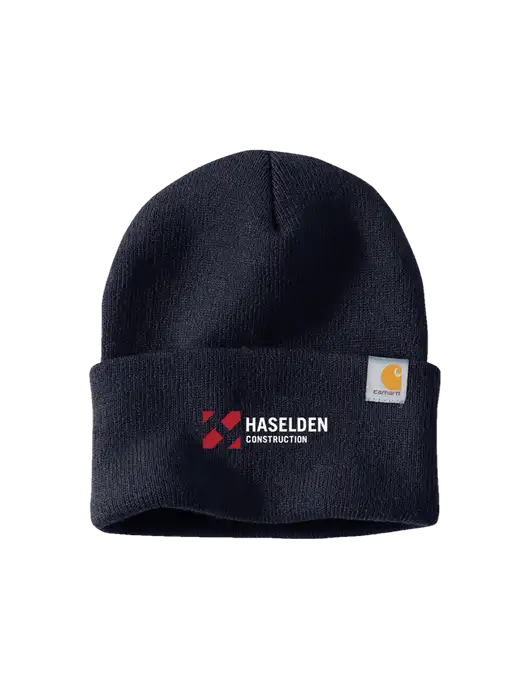 Carhartt Navy Watch Cap 2.0 w/Haselden Construction Logo