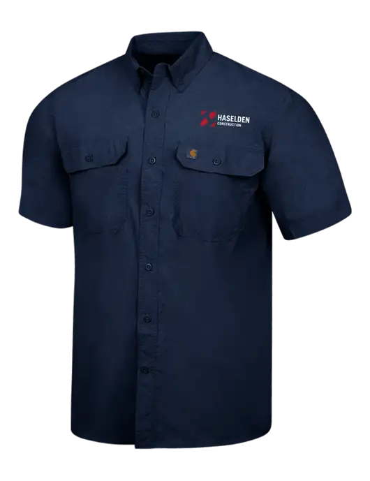 Carhartt Force Navy Solid Short Sleeve Shirt w/Haselden Construction Logo