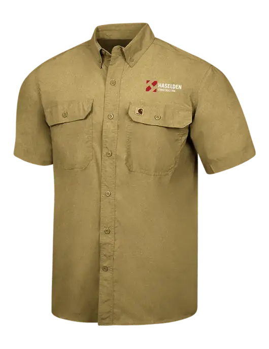 Carhartt Force Dark Tan Solid Short Sleeve Shirt w/Haselden Construction Logo