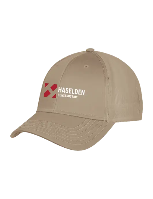 Khaki Mesh Trucker Cap Snap Back w/Haselden Construction Logo