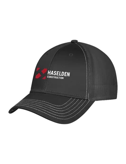 Charcoal Grey Mesh Trucker Cap Snap Back w/Haselden Construction Logo