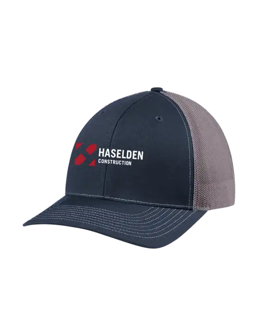 Richardson Adjustable Snapback Original 112 Trucker Cap Navy w/Charcoal Mesh w/Haselden Construction Logo