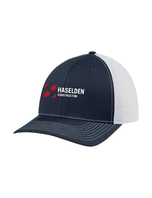 Richardson Adjustable Snapback Original 112 Trucker Cap Navy w/White Mesh w/Haselden Construction Logo