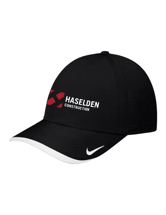Nike Black/White Dri-FIT Perforated Performance Cap w/Haselden Construction Logo