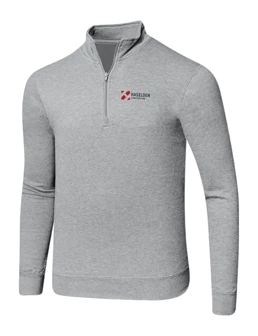 Light Heather Grey 8.5 oz Ring Spun 1/4 Zip Pullover Sweatshirt w/Haselden Construction Logo