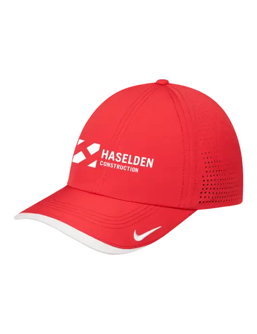 Nike Red/White Dri-FIT Perforated Performance Cap w/Haselden Construction Logo