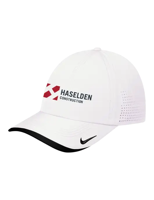 Nike White/Black Dri-FIT Perforated Performance Cap w/Haselden Construction Logo