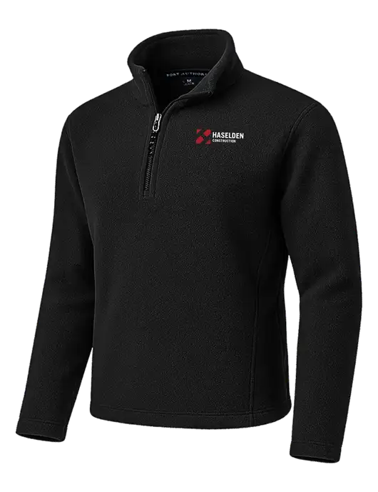 Black Fleece 1/4-Zip Pullover w/Haselden Construction Logo