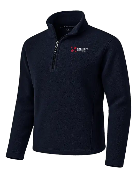 Navy Fleece 1/4-Zip Pullover w/Haselden Construction Logo