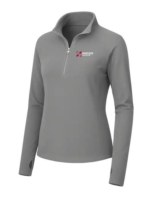 Womens Medium Grey Microfleece 1/2 Zip Pullover w/Haselden Construction Logo