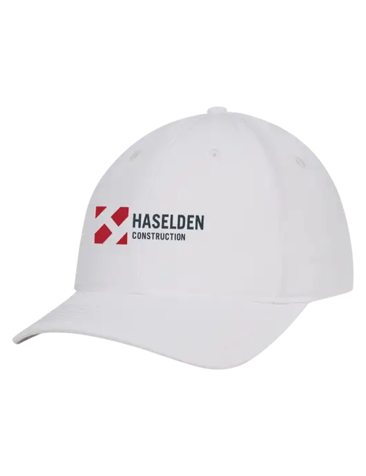 White Nylon Twill Performance Cap w/Haselden Construction Logo