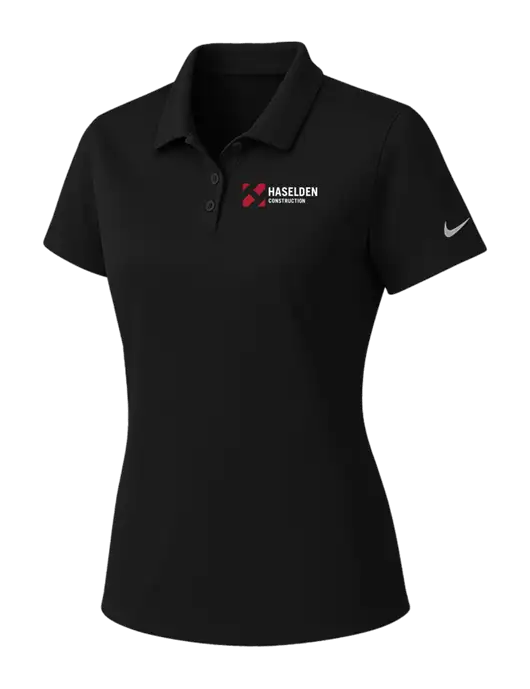 Nike Womens Black Dry Essential Solid Polo w/Haselden Construction Logo