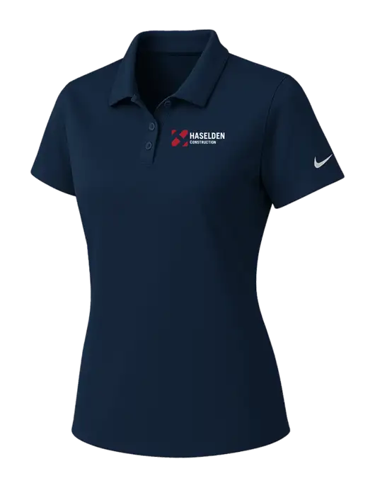Nike Womens Navy Dry Essential Solid Polo w/Haselden Construction Logo