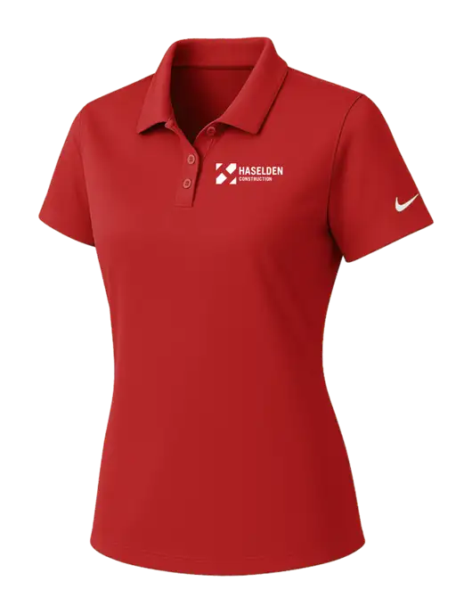 Nike Womens Red Dry Essential Solid Polo w/Haselden Construction Logo