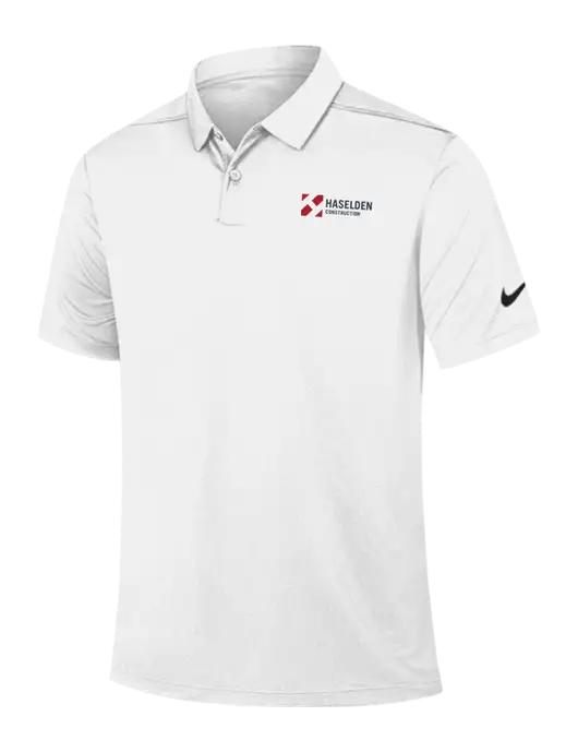 Nike White Dry Essential Solid Polo w/Haselden Construction Logo