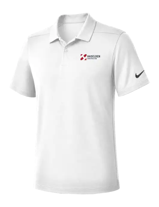 Nike White Dry Essential Solid Polo w/Haselden Construction Logo
