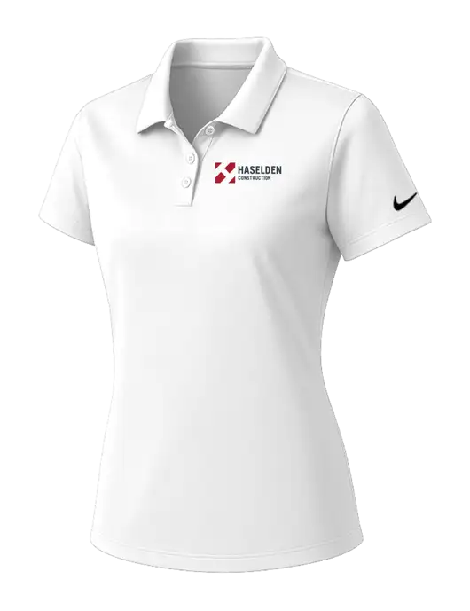 Nike Womens White Dry Essential Solid Polo w/Haselden Construction Logo